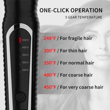 1 1/4 Inch Curling Iron with clamp Hair Curler Ceramic Coating 7INCH Long Barrel Adjustable Temp LED...