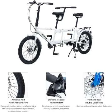 Foldable Adult Tandem Bike for Family Adventures