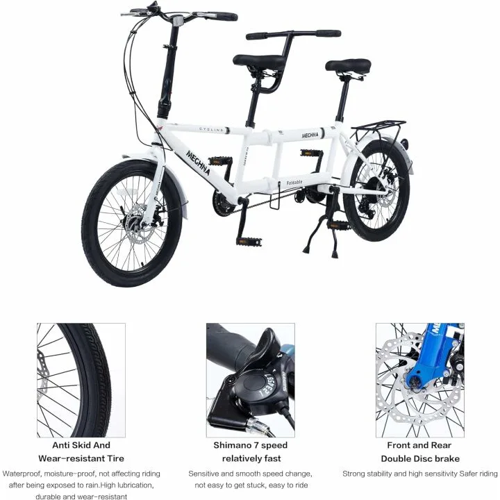 Foldable Adult Tandem Bike for Family Adventures