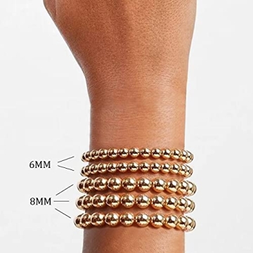 Gold Stretch Bracelet Set - Elegant 5 Pcs for Women