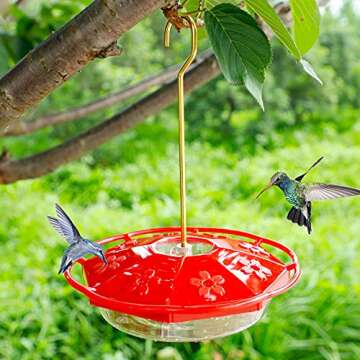 Juegoal 12 oz Hanging Hummingbird Feeder with 8 Feeding Ports