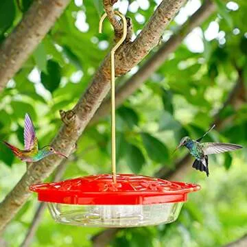 Juegoal 12 oz Hanging Hummingbird Feeder with 8 Feeding Ports