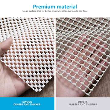 TJWODO Non Slip Area Rug Pads – Extra Thick Anti-Slip Gripper for 2x4 Ft Rugs