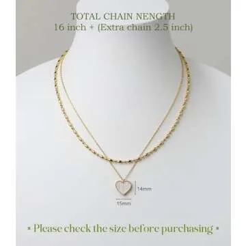OZEL Layered Necklaces for Women 14K Gold Plated Dainty Gold Necklace White Heart Pendant Jewelry Gift (Heart(N)_white)