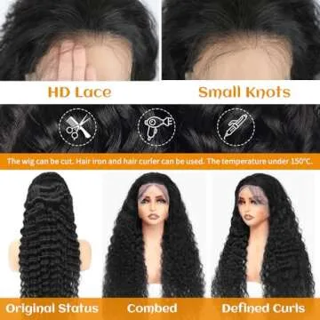 30 Inch Deep Wave Lace Front Wigs Human Hair 200 Density 13x6 HD Lace Front Wigs Human Hair Pre Plucked Brazilian Curly Wig Human Hair Wet Wavy Glueless Frontal Wigs Human Hair Black Deep Wave Wig