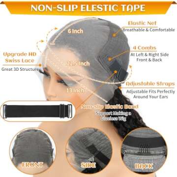 30 Inch Deep Wave Lace Front Wigs Human Hair 200 Density 13x6 HD Lace Front Wigs Human Hair Pre Plucked Brazilian Curly Wig Human Hair Wet Wavy Glueless Frontal Wigs Human Hair Black Deep Wave Wig