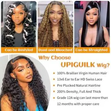 30 Inch Deep Wave Lace Front Wigs Human Hair 200 Density 13x6 HD Lace Front Wigs Human Hair Pre Plucked Brazilian Curly Wig Human Hair Wet Wavy Glueless Frontal Wigs Human Hair Black Deep Wave Wig