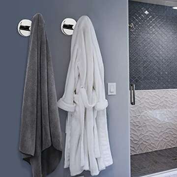 NearMoon Bath Towel Hooks- SUS 304 Stainless Steel Robe Hook Holder, Heavy Duty Coat Hook for Bathro...