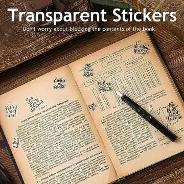 Yoksas 100Pcs Black Inspirational Quotes Stickers - Waterproof Transparent Motivational Words Stickers for Scrapbooking,Journaling,Resin Crafts Art,Tumbler