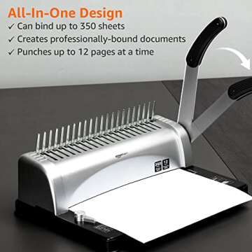 Amazon Basics Comb Binding Machine, Grey
