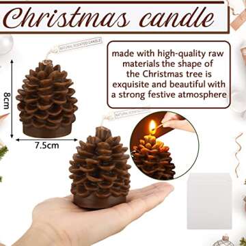 Christmas Scented Candles Gift Wax Realistic Tree Shaped Candle for Home Cute Aromatherapy Candles for Christmas Party Holiday New Year Decoration (Christmas Pine Cone, 2 Pcs)
