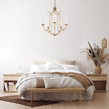 Antique Gold Chandelier - Elegant 5-Light Fixture