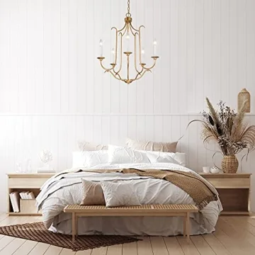 Antique Gold Chandelier - Elegant 5-Light Fixture