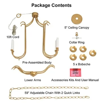 Antique Gold Chandelier - Elegant 5-Light Fixture