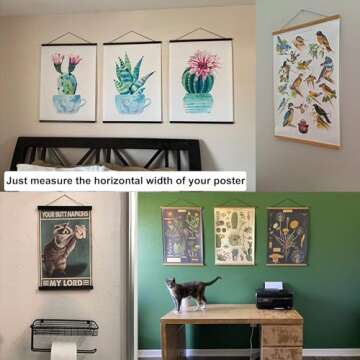 FALAMON 2 Pack Magnetic Poster Hanger Frame, 16x20 16x24 16x22 Teak Wood Magnet Poster Frame for Hanging Posters, Prints, Photos, Pictures, Maps, Scrolls, and Canvas Artwork