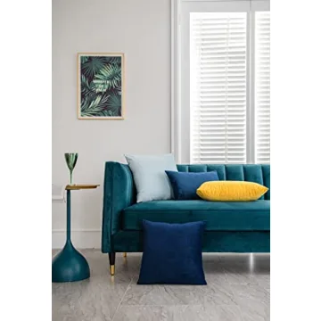 DEZENE 2 Pack 18x18 Velvet Pillow Covers in Navy