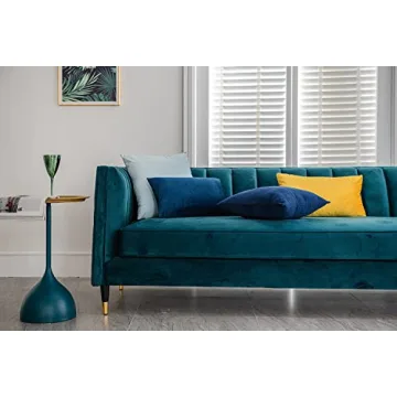 DEZENE 2 Pack 18x18 Velvet Pillow Covers in Navy