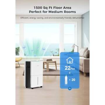 1500 Sq.ft Dehumidifiers for Home and Basements, Aiusevo 22 Pint Dehumidifier for Room, with Auto an...