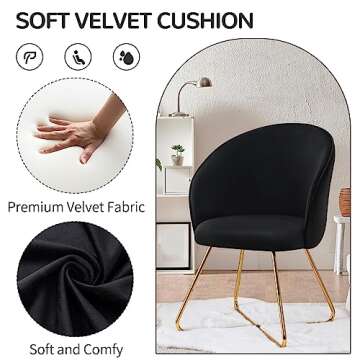 FUMAHAUS Modern Velvet Accent Chair,Living Room Chair with Back and Golden Metal Legs, Comfy Cute Upholstered Arm Vanity Chair, Max Load 285 Lbs for Living Room/Bedroom,/Dining Room/Study