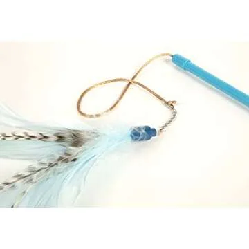 SmartyKat Frisky Flyer Feather Wand Cat Toy, Extendable Up to 24" - Blue, One Size