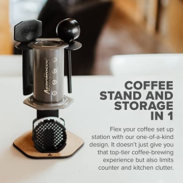 Compact AeroPress Coffee Organizer Steel Cork Design