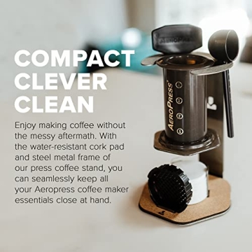 Compact AeroPress Coffee Organizer Steel Cork Design