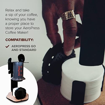 Compact AeroPress Coffee Organizer Steel Cork Design