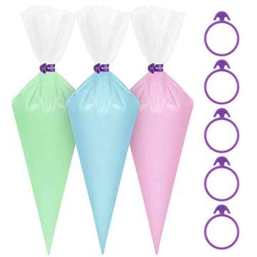 60 Pcs Reusable Silicone Pastry Bag Ties Perfect for Baking