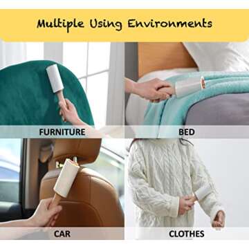 HapChron Lint Rollers for Pet Hair Extra Sticky [400 Sheets/2 Handles], Lint Remover Go Beyond Animal Fur, Dust and Other Dirt, Dog & Cat Hair Remover Rollers for Clothes, Furniture, Carpet, Car etc