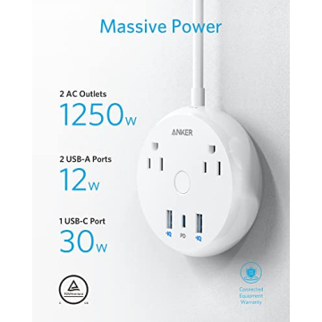 Anker USB C Power Strip Fast Charging Compact Design