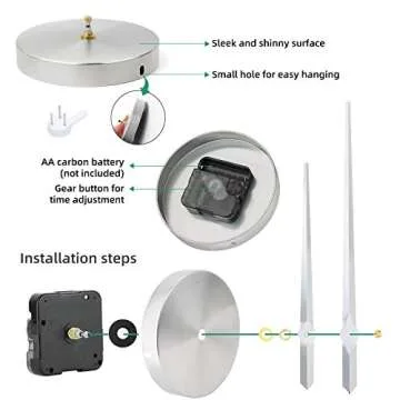 VREAONE Frameless DIY Wall Clock,Large Modern 3D Mirror Wall Clock Decor Sticker Clock kit for Home Living Room Bedroom Office Wall Decorations(Silver)