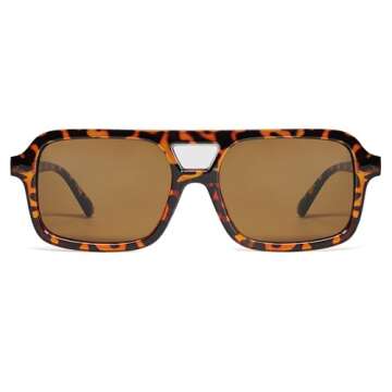 VANLINKER Retro 70s Square Aviator Sunglasses - Vintage Chic for All!