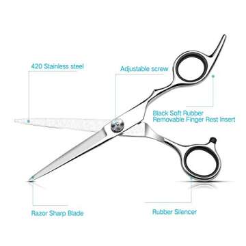 Professional Hair Cutting Shears,Hair Scissors Barber Hairdressing Shears Edge Razor Sharp Blades Haircut Scissors for Men Women Kids Japan 440c Stainless Steel 6 Inch (C)
