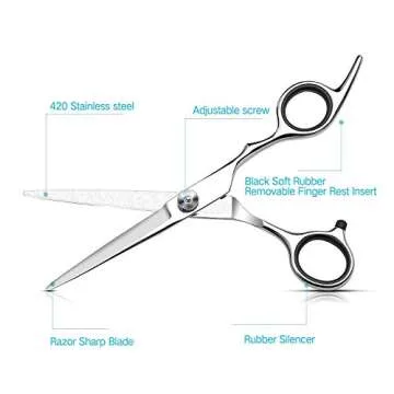 Professional Hair Cutting Shears,Hair Scissors Barber Hairdressing Shears Edge Razor Sharp Blades Haircut Scissors for Men Women Kids Japan 440c Stainless Steel 6 Inch (C)