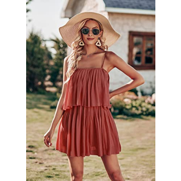 Buy PRETTYGARDEN Women’s Chic Summer Romper in Rust Orange