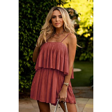 Buy PRETTYGARDEN Women’s Chic Summer Romper in Rust Orange