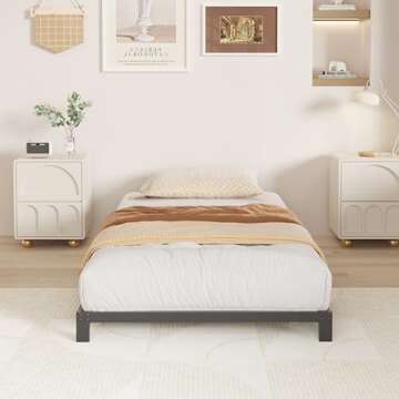 Vecilla Twin Bed Frame 5 Inch Heavy Duty Metal Platform Low Profile Bed Frame No Box Spring Needed, Easy Assembly, Noise-Free, Black