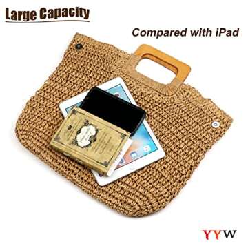 YYW Stylish Hand Woven Straw Tote Bag for All Occasions
