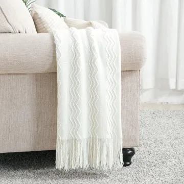 BOURINA Off White Soft Decorative Knit Throw Blanket 50x60