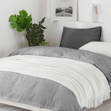 BOURINA Off White Soft Decorative Knit Throw Blanket 50x60