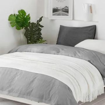 BOURINA Off White Soft Decorative Knit Throw Blanket 50x60