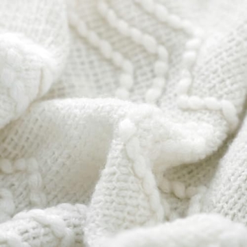 BOURINA Off White Soft Decorative Knit Throw Blanket 50x60