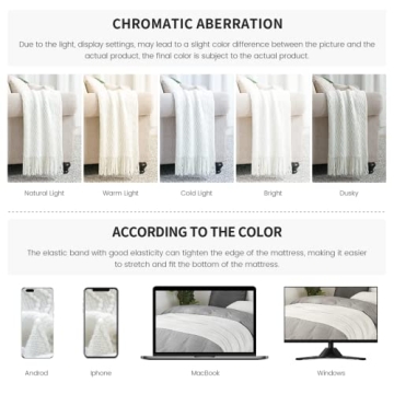 BOURINA Off White Soft Decorative Knit Throw Blanket 50x60