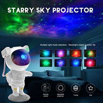 LUXONIC Astronaut Star Projector for Kids, Astronaut Light Projector with Timer& Remote Control,Astr...