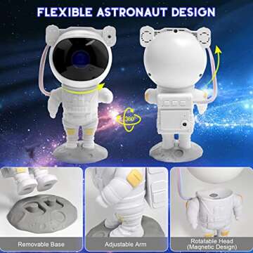 LUXONIC Astronaut Star Projector for Kids, Astronaut Light Projector with Timer& Remote Control,Astronaut Galaxy Projector for Bedroom,Gaming Room, Home Theater Decor