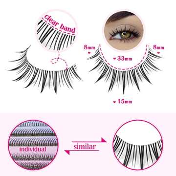 Individual Eyelashes Manga Lashes A Shape Anime Lashes Natural Look False Eyelashes Wispy Mink Eye L...