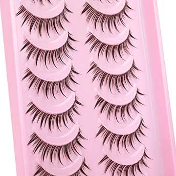 Individual Eyelashes Manga Lashes A Shape Anime Lashes Natural Look False Eyelashes Wispy Mink Eye Lashes Pack 10 Pairs Japanese Korean Asian Makeup by Geeneiya