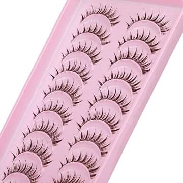 Individual Eyelashes Manga Lashes A Shape Anime Lashes Natural Look False Eyelashes Wispy Mink Eye Lashes Pack 10 Pairs Japanese Korean Asian Makeup by Geeneiya