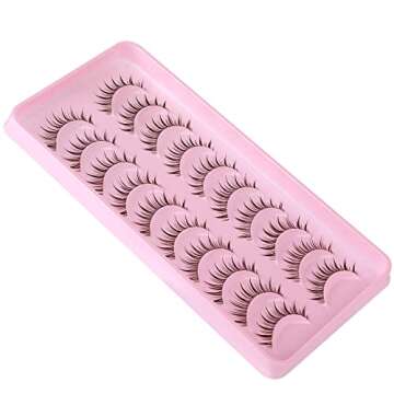Individual Eyelashes Manga Lashes A Shape Anime Lashes Natural Look False Eyelashes Wispy Mink Eye Lashes Pack 10 Pairs Japanese Korean Asian Makeup by Geeneiya
