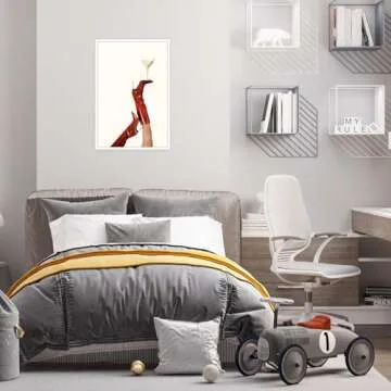 Red Boot Martini Wall Art Trendy Cherry Girly Bottoms Up Poster Cocktail Posters Feminist Wall Decor Preppy Apartment Room Decor Aesthetic Home Bar Cart Speakeasy Pop Art Decoration 8x12inch Unframed